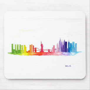 New York skyline Rainbow NYC modern Mousepad