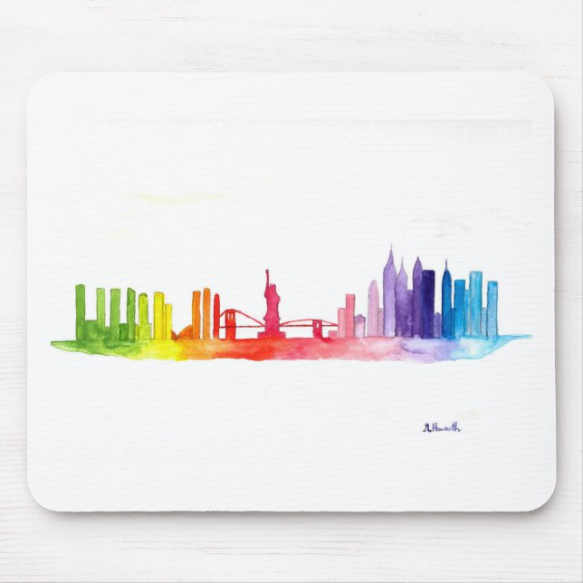 New York skyline Rainbow NYC modern Mousepad (Vorne)