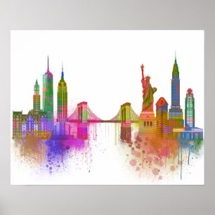 New York Skyline - Rainbow Poster