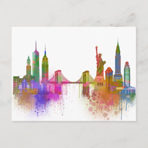 New York Skyline - Rainbow Postkarte