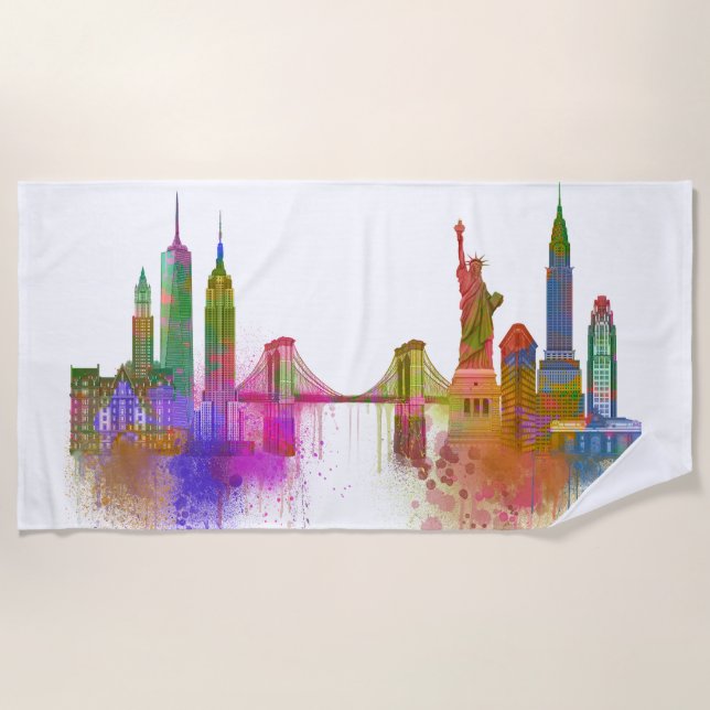 New York Skyline - Rainbow Strandtuch (Vorderseite)