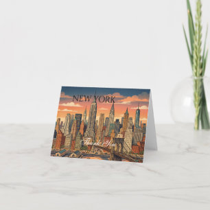 New York Skyline Reise Kunst Vintage Personalisi Dankeskarte