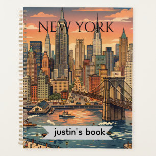 New York Skyline Reise Kunst Vintage Personalisi Planer