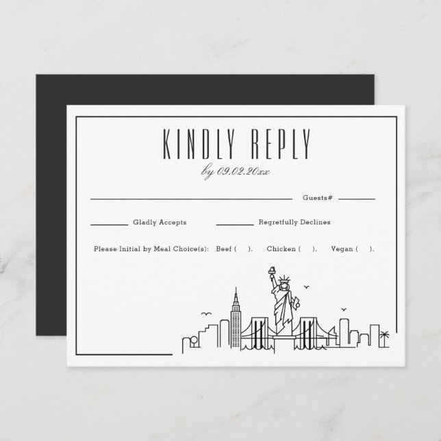 New York Skyline | RSVP für Hochzeiten + Wahl der  (Vorne/Hinten)