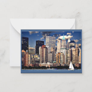 New York Skyline, Sailboat auf dem Hudson River Mitteilungskarte