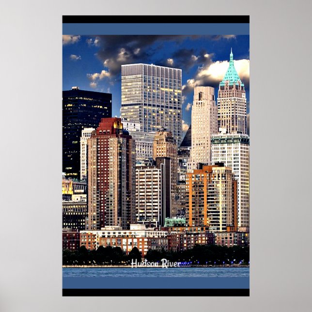 New York Skyline, Sailboat auf dem Hudson River Poster (Vorne)