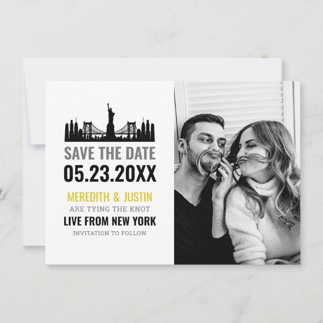 New York Skyline Save the Date Einladung (Vorderseite)