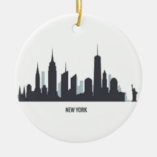 New York Skyline Silhouette Black Elegante America Keramik Ornament