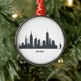 New York Skyline Silhouette Black Elegante America Ornament Aus Metall
