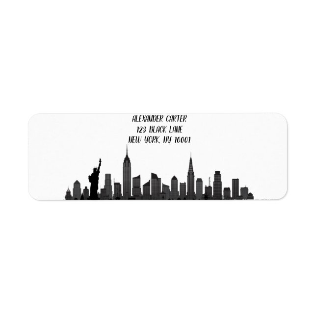 New York Skyline Silhouette Black Elegante Script (Vorne)