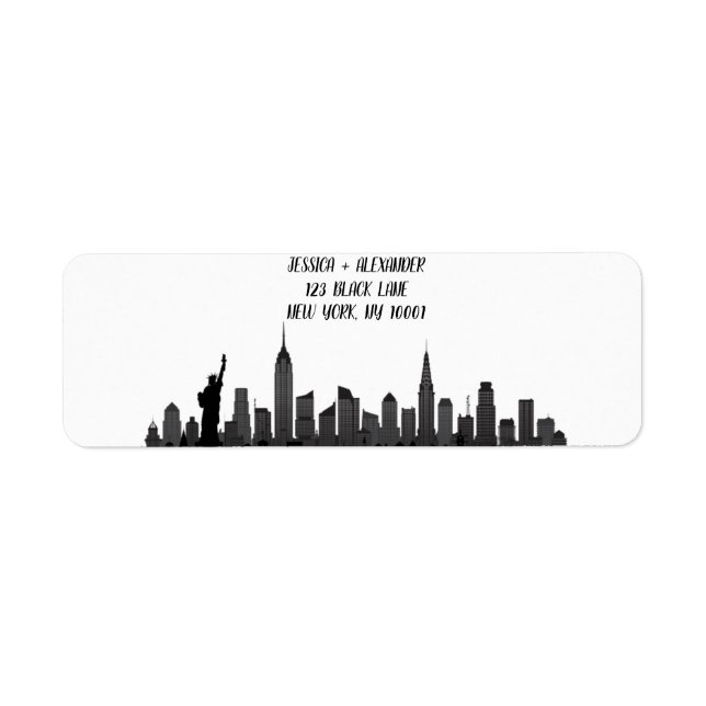 New York Skyline Silhouette Black Elegante Script (Vorne)