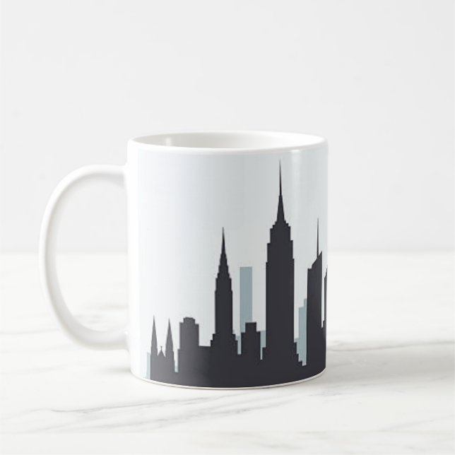 New York Skyline Silhouette Black Elegante Script Kaffeetasse (Links)