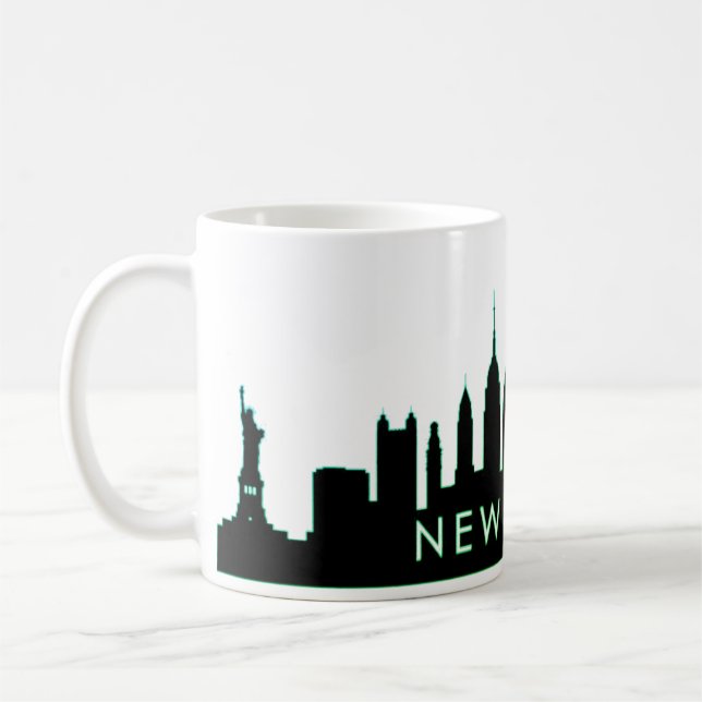 New York Skyline Silhouette Black Elegante Script Kaffeetasse (Links)