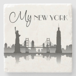 NEW YORK Skyline Silhouette Modern Steinuntersetzer