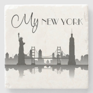 NEW YORK Skyline Silhouette Modern Steinuntersetzer