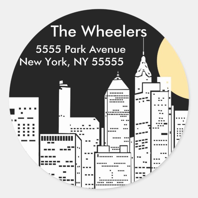 New York Skyline Silhouette Runder Aufkleber (Vorderseite)