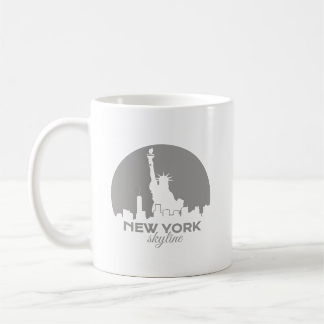 New York Skyline Statue of Liberty Silhouette Kaffeetasse (Links)