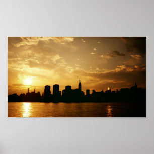 New York Skyline Sunset Poster