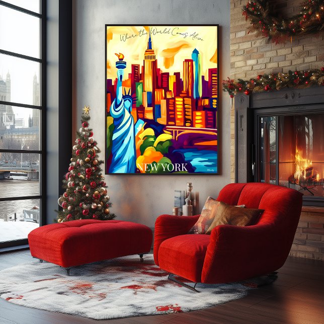 New York Skyline und Freiheitsstatue in Fauvist Poster (Von Creator hochgeladen)