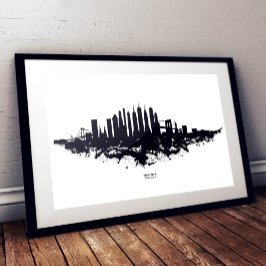 New York Skyline Watercolor Black and White Fotodruck