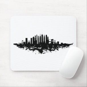 New York Skyline Watercolor Black and White Mousepad