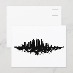 New York Skyline Watercolor Black and White Postkarte