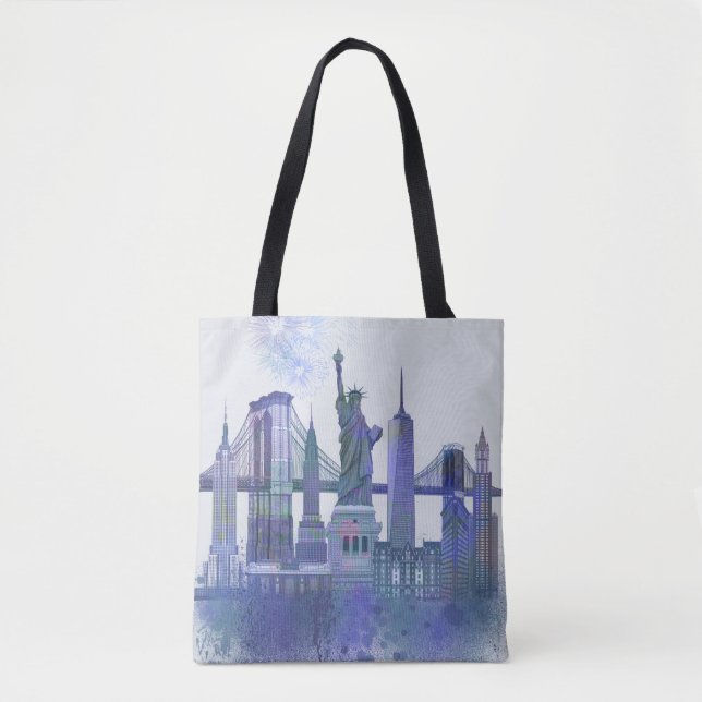 New York Skyline - Watercolor Blue (Vorderseite)