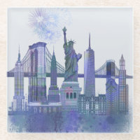 New York Skyline - Watercolor Blue