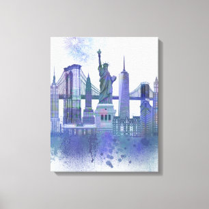 New York Skyline - Watercolor Blue Leinwanddruck