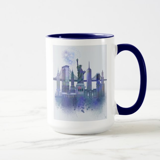 New York Skyline - Watercolor Blue Tasse (Rechts)