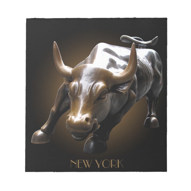 New York Souvenir Notepad Bull Statue Geschenke Notizblock (Vorderseite)