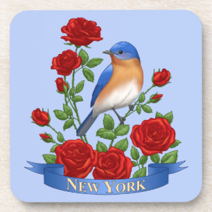 New York Staat Bird und Blume Getränkeuntersetzer