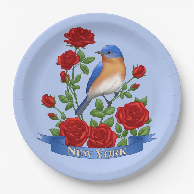 New York Staat Bird und Blume Pappteller (Vorderseite)