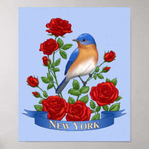 New York Staat Bird und Blume Poster