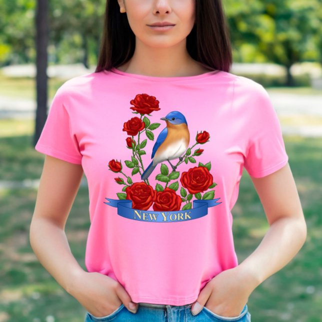 New York Staat Bird und Blume T-Shirt (Von Creator hochgeladen)