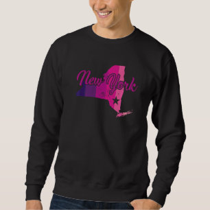 New York Staat Kontur Map USA Sweatshirt