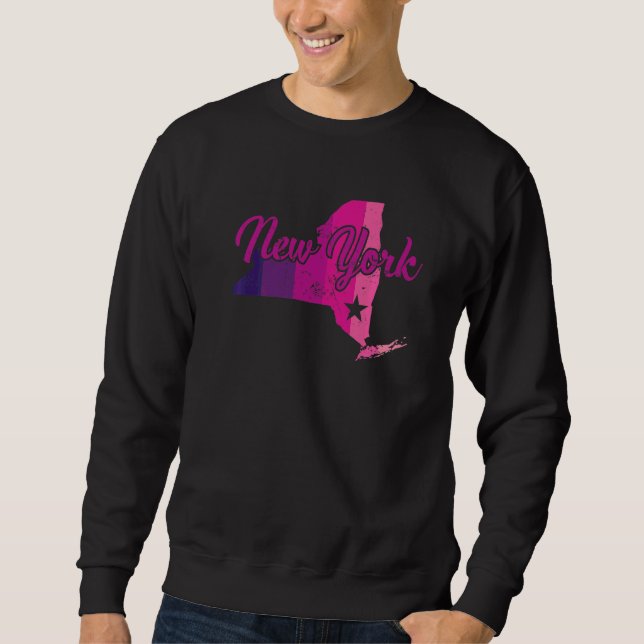 New York Staat Kontur Map USA Sweatshirt (Vorderseite)