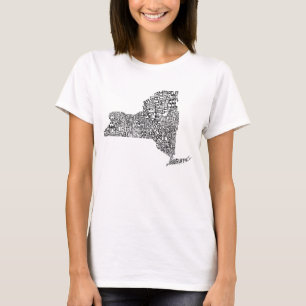 New York Staat Landkreises Word Art Map T-Shirt