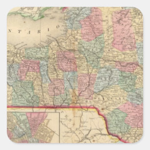 New York Staat Map von Mitchell Quadratischer Aufkleber