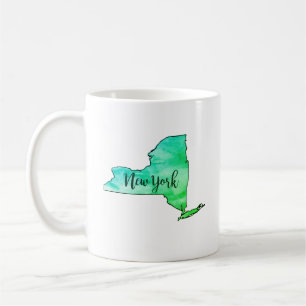 New York Staat Map Wasserfarbenmalerei Kaffeetasse
