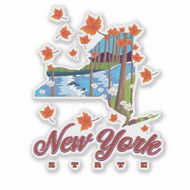 New York Staat Travel Poster Aufkleber (Vorderseite)