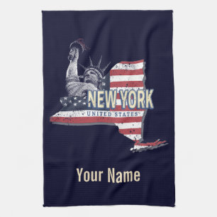 New York Staat United Staaten Retro Map Vintag USA Geschirrtuch