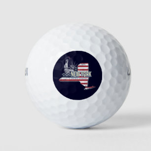 New York Staat United Staaten Retro Map Vintag USA Golfball