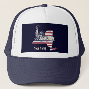 New York Staat United Staaten Retro Map Vintag USA Truckerkappe