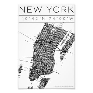 New York Stadtplanposter Minimale Schwarz-Weiß-Sta Fotodruck