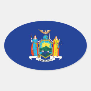 New York State Flag Design Ovaler Aufkleber