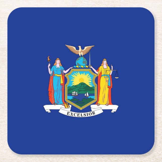 New York State Flag Design Rechteckiger Pappuntersetzer (Vorderseite)