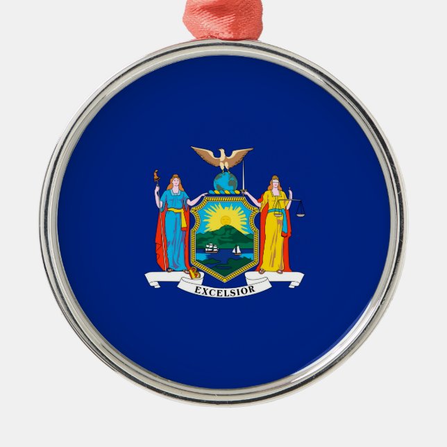 New York State Flag Design Silbernes Ornament (Vorne)