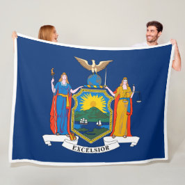 New York State Flag Print Patriota Fleecedecke