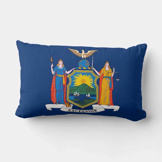 New York State Flag Print Patriotic Lendenkissen (Rückseite)